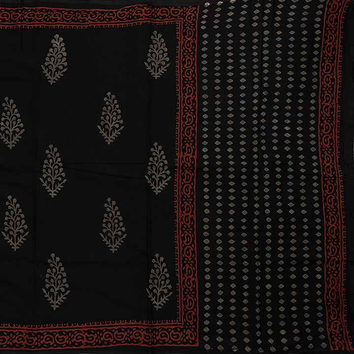 Hayagrivas Black Jaipur Cotton Saree KSBE107B4-6