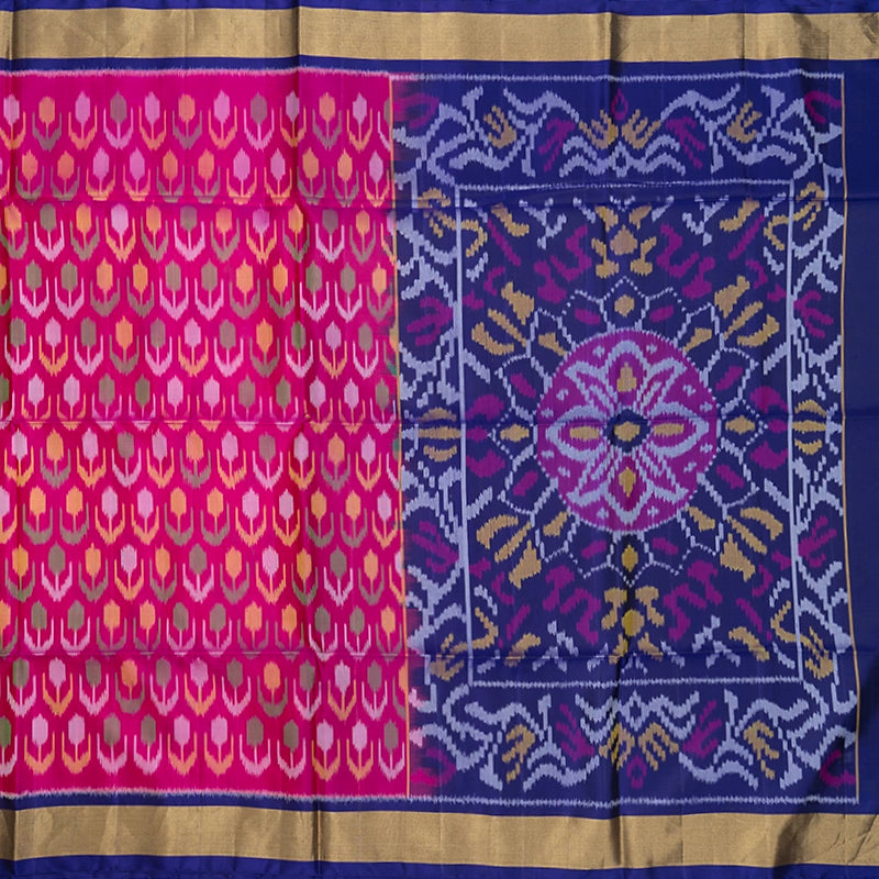 Hayagrivas Rani Pink Handloom Ikkat Soft Silk Saree KBE2150A1-1