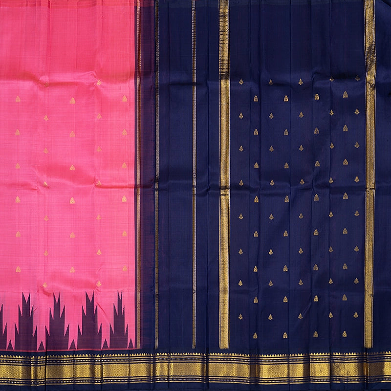 Hayagrivas Rose Pink Pure One-sided border Kanjivaram Silk Saree KBF514F2-2