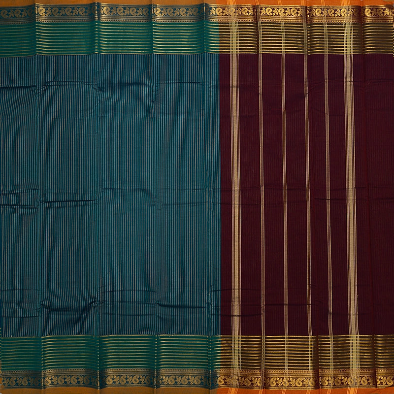 Hayagrivas Peacock Green Handloom Chettinad Cotton Saree KSBE1H9-3