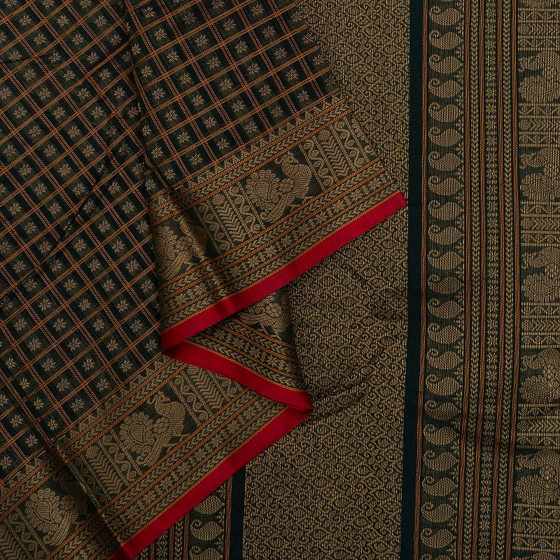 Hayagrivas Bottle Green Handloom Kanchi Cotton Saree SSCBF66E6-7