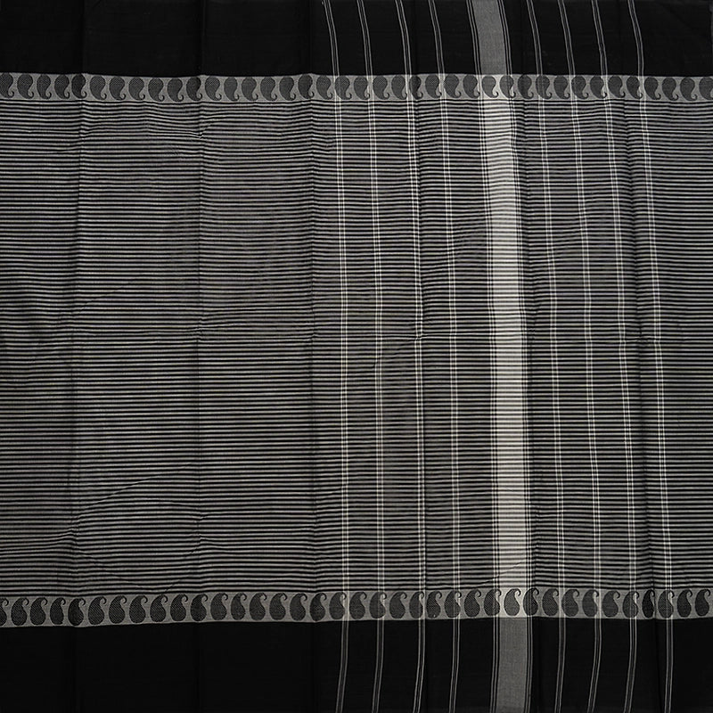 Hayagrivas Grey & Black Stripes Handloom Chettinad Cotton Saree KSBE2H1-18