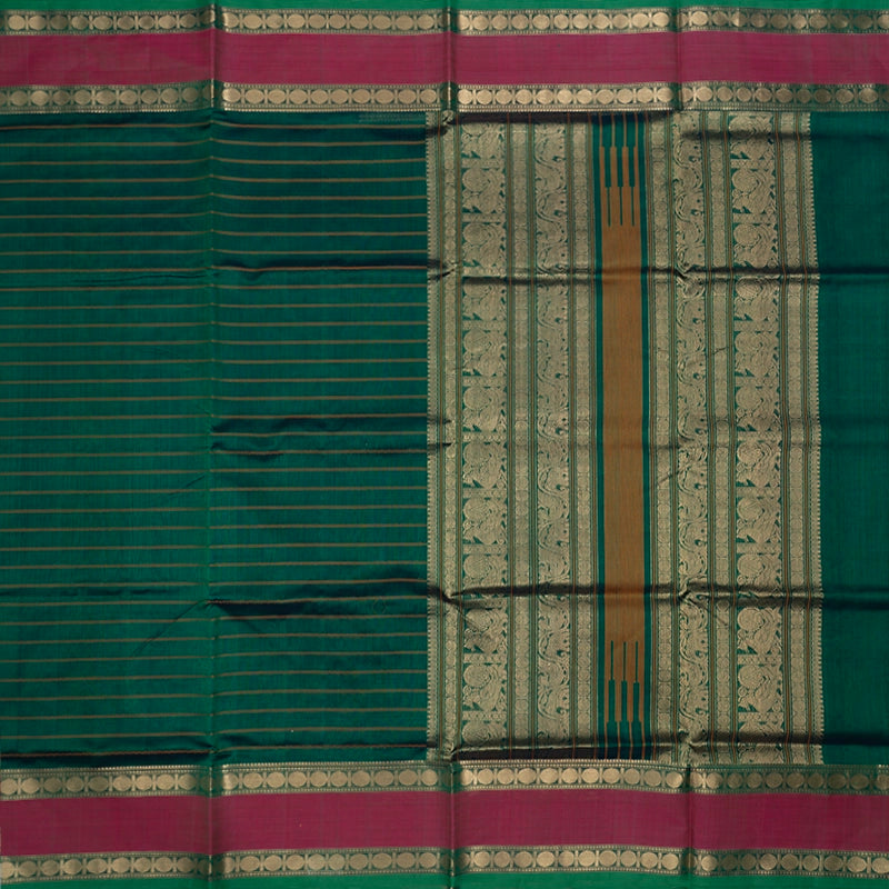 Hayagrivas Peacock Green Kanchi Silk Cotton Saree SSCBF38D2-4