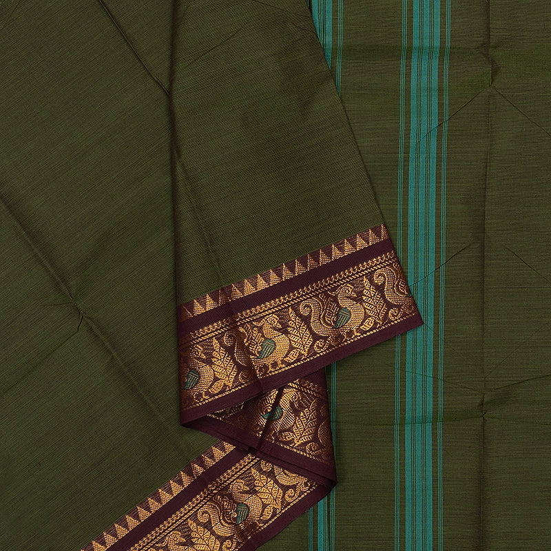 Hayagrivas Mehandi Green Handloom Chettinad Cotton Saree SSCBF134H1-1