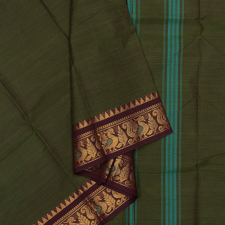 Hayagrivas Mehandi Green Handloom Chettinad Cotton Saree SSCBF134H1-1