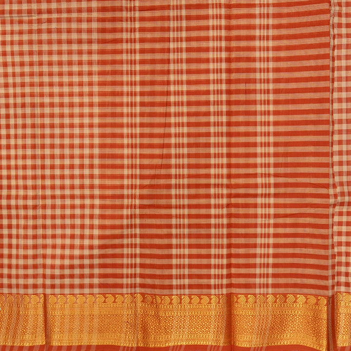 Hayagrivas Orange &amp; Cream Checks Handloom Chettinad Cotton Saree SSCBF134H2-32