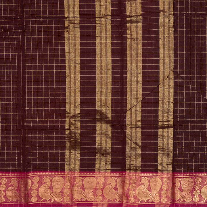 Hayagrivas Coffee Brown Handloom Chettinad Cotton Saree SSCBF134H2-53