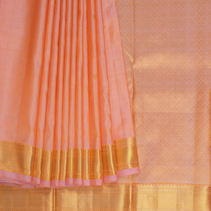 Hayagrivas Handloom Peach Pink Kanjivaram Silk Saree KBF155D5-1