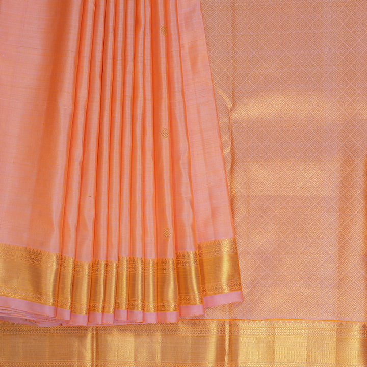 Hayagrivas Handloom Peach Pink Kanjivaram Silk Saree KBF155D5-1