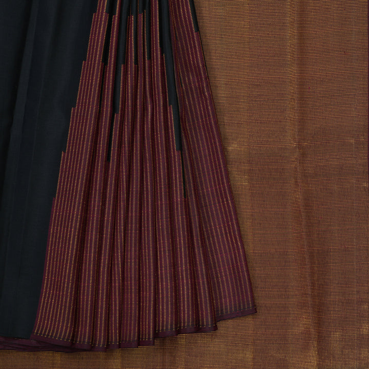 Hayagrivas Handloom Black Kanjivaram Silk Saree with Maroon Border SSCBF70E21-1