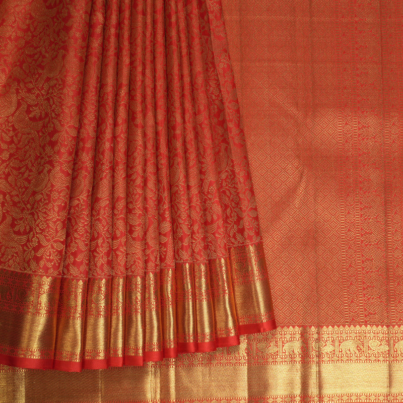 Hayagrivas Handloom Red Kanjivaram Silk Saree KBE1357J4-1