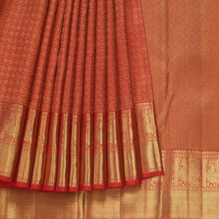 Hayagrivas Handloom Red Kanjivaram Silk Saree KBE566F1-1