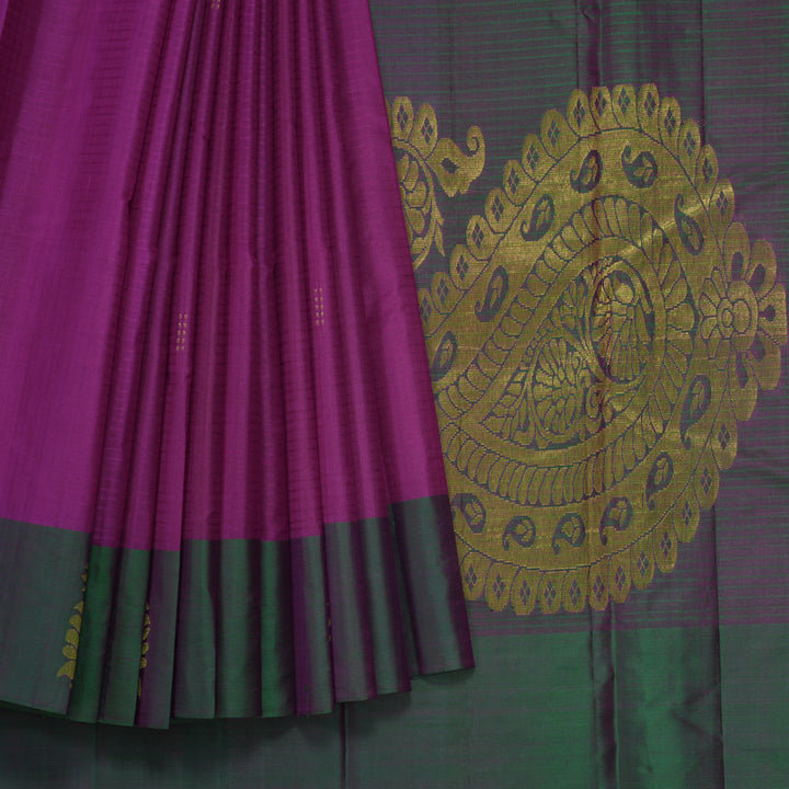Hayagrivas Handloom Purple Kanjivaram Silk Saree KBF196E1-7