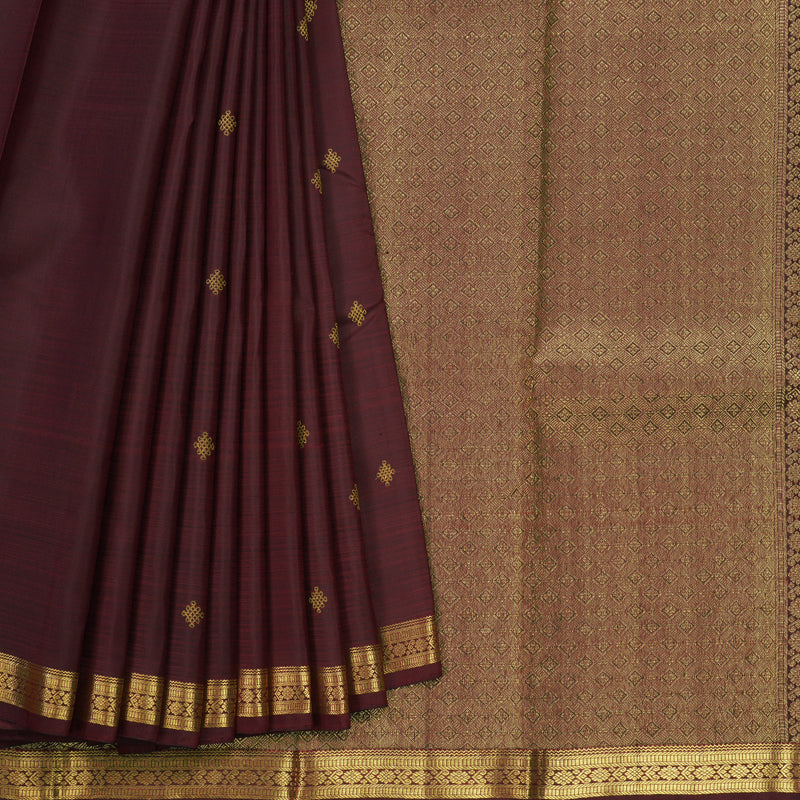 Hayagrivas Handloom Wine Maroon Kanjivaram Silk Saree KBE1160I1-1