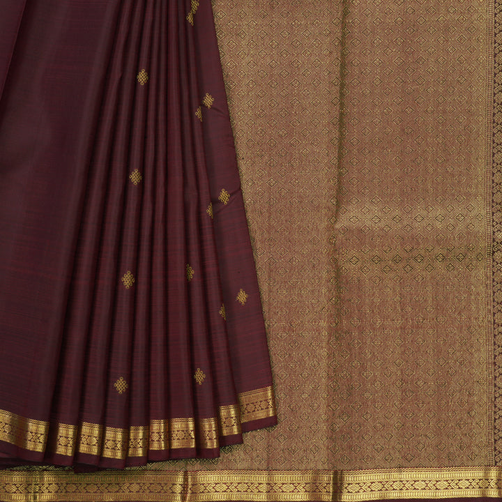 Hayagrivas Handloom Wine Maroon Kanjivaram Silk Saree KBE1160I1-1