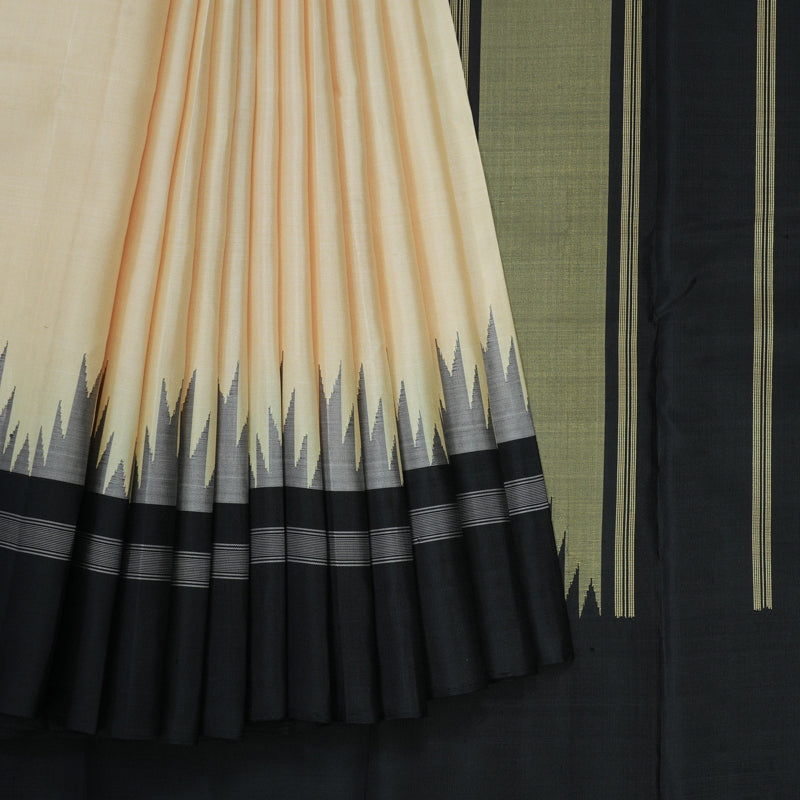 Hayagrivas Handloom Cream Kanjivaram Silk Saree with Black Border KBE866H10-4