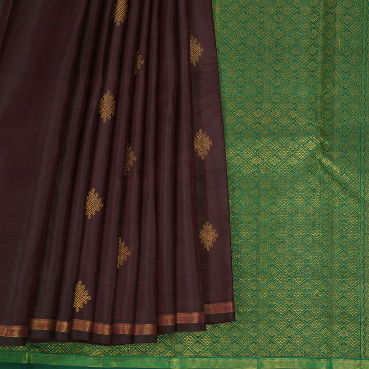 Hayagrivas Handloom Brown Kanjivaram Silk Saree KBF210E22-1