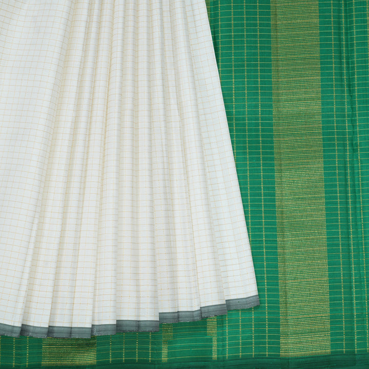 Hayagrivas Handloom White Kanjivaram Silk Saree KBE2458C1-5
