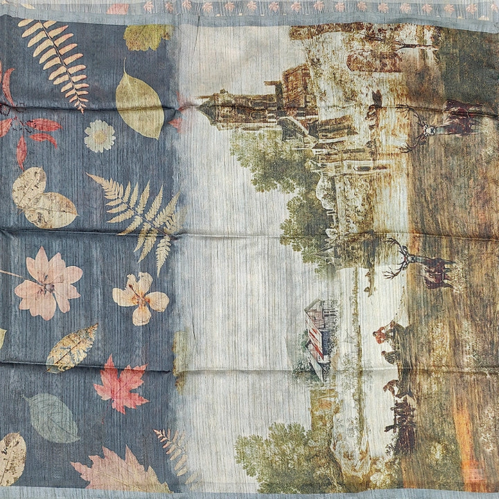 Hayagrivas Slate-Blue Fancy Cotton Saree KBE1876L1-40