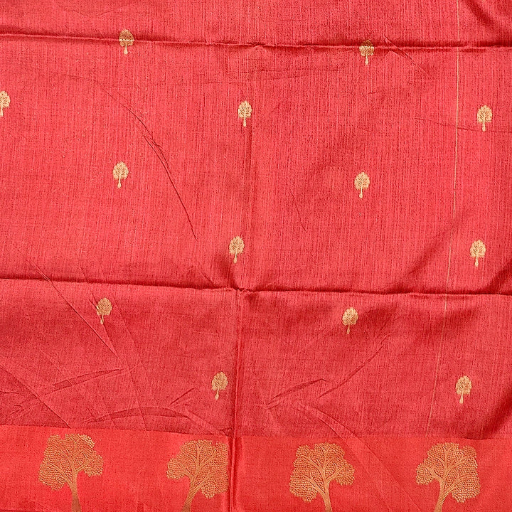 Hayagrivas Crimson-Red Fancy Cotton Saree KBE1877L4-2