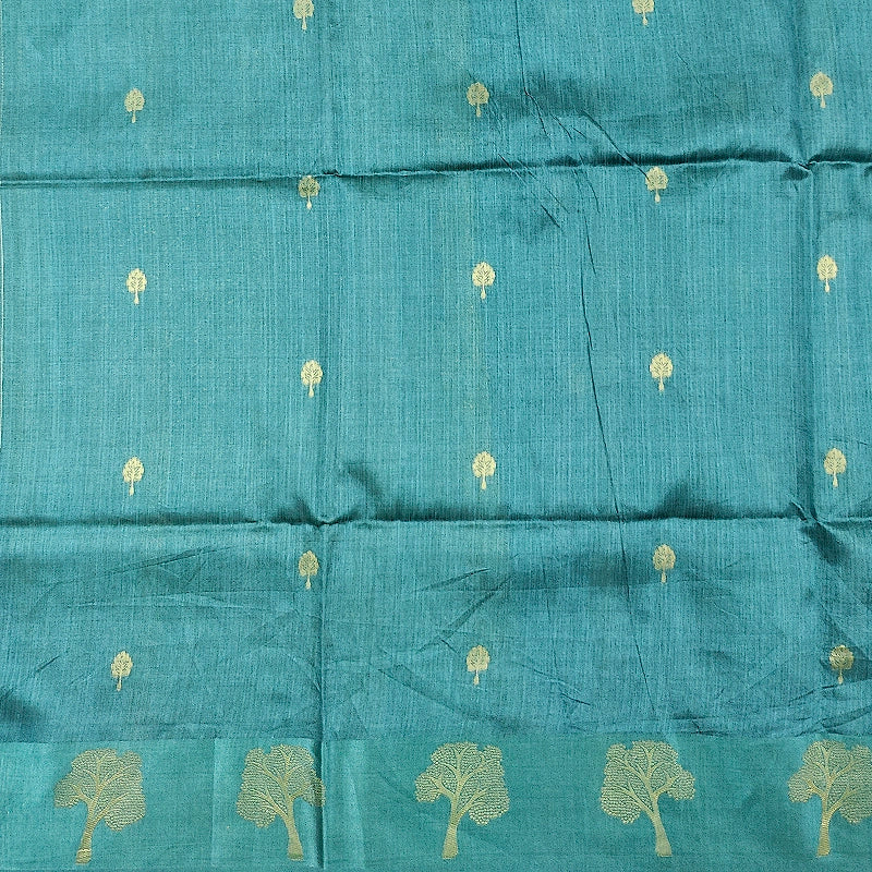 Hayagrivas Teal-Blue Fancy Cotton Saree KBE1877L4-5