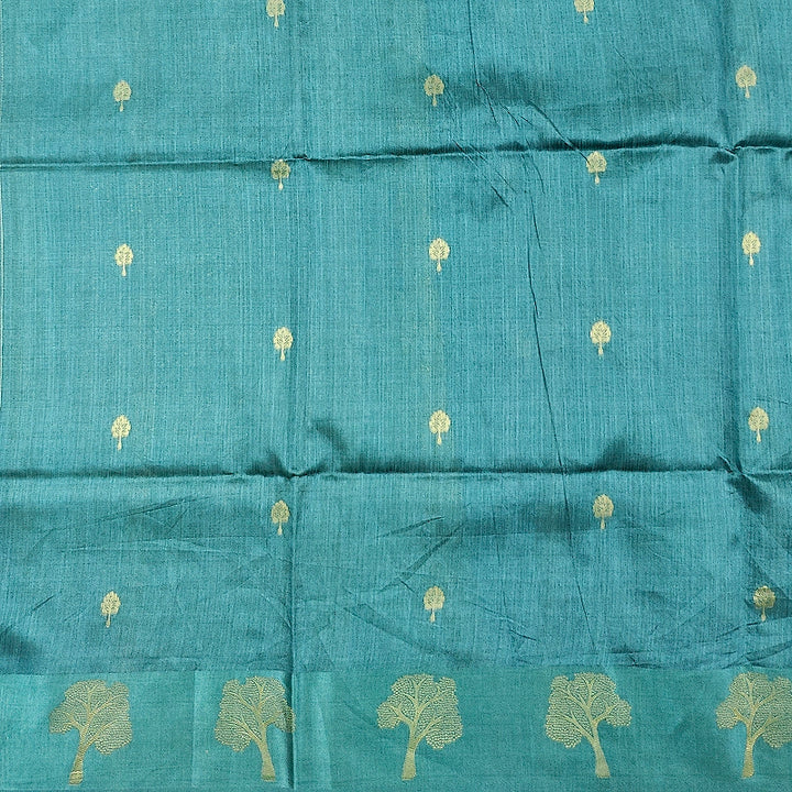 Hayagrivas Teal-Blue Fancy Cotton Saree KBE1877L4-5