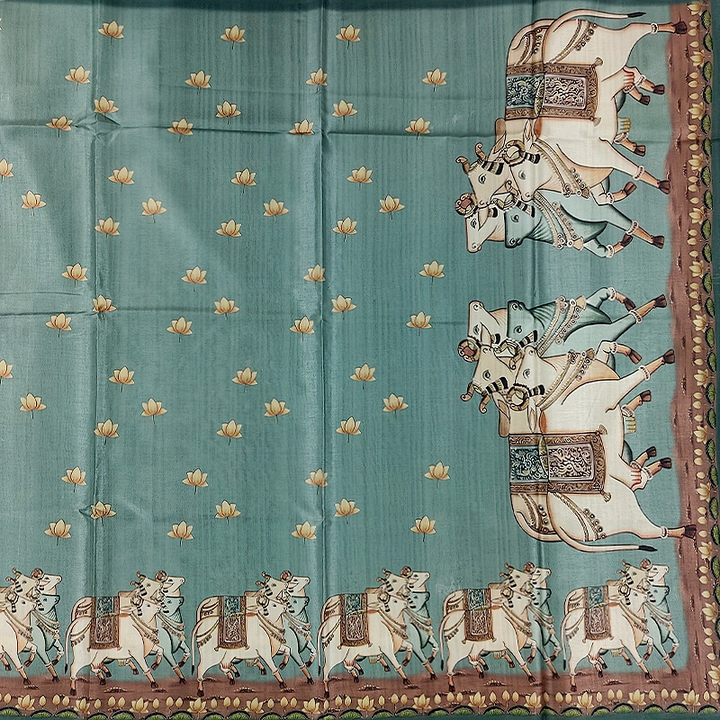 Hayagrivas Sage-Green Fancy Cotton Saree KBE1877L6-1
