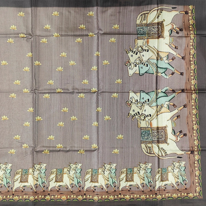 Hayagrivas Taupe-Brown Fancy Cotton Saree KBE1877L6-4