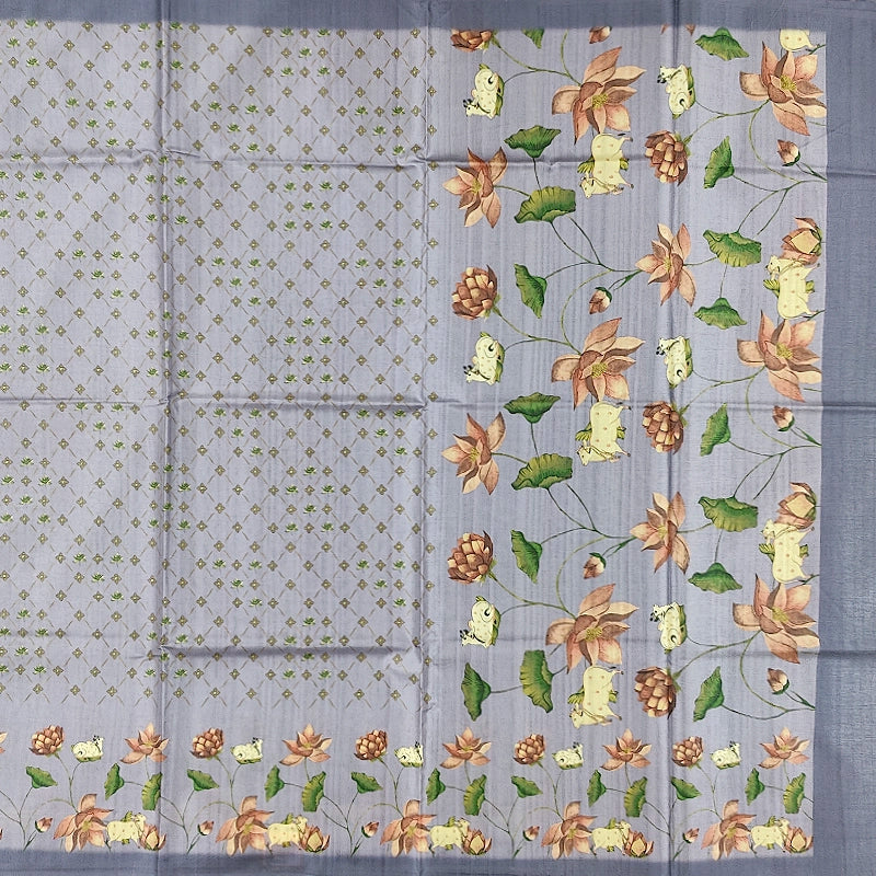 Hayagrivas Lavender-Grey Fancy Cotton Saree KBE1877L6-5