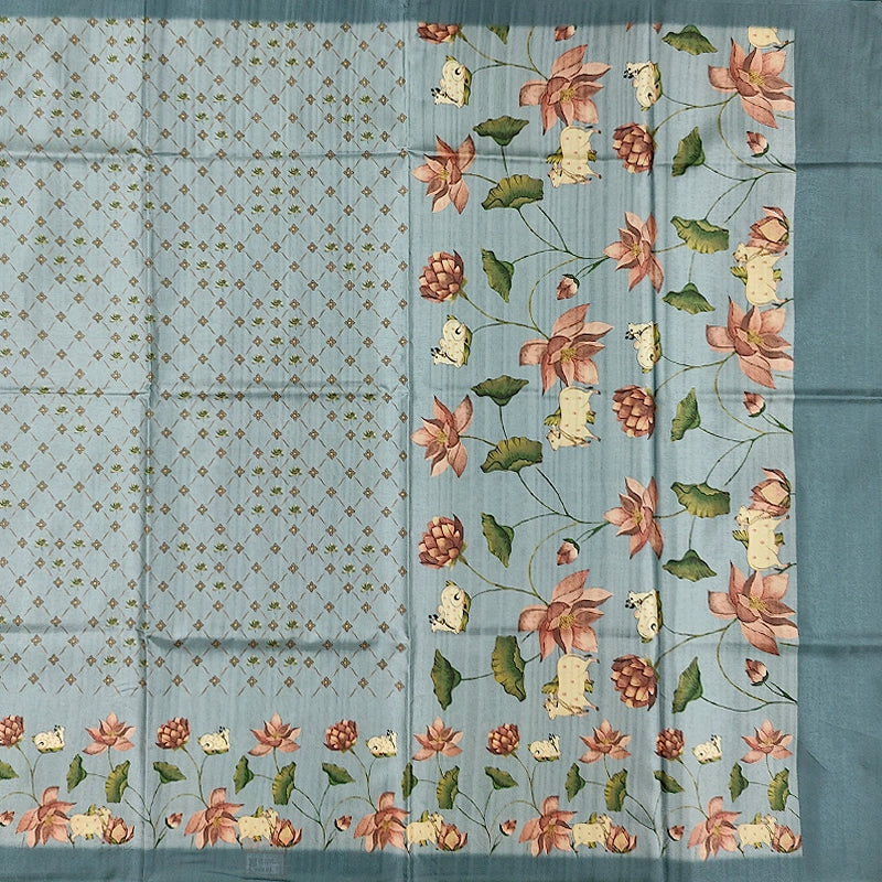 Hayagrivas Ice Blue Fancy Cotton Saree KBE1877L6-7