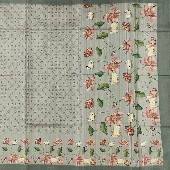 Hayagrivas Sage Green Fancy Cotton Saree KBE1877L6-8