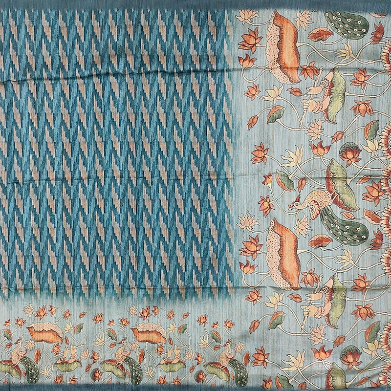 Hayagrivas Teal Blue Fancy Cotton Saree KBE1877L7-1