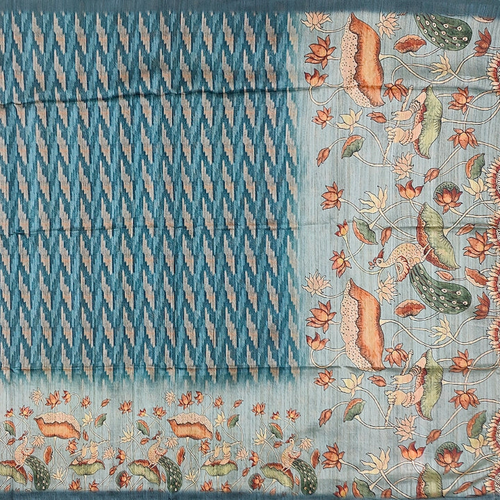 Hayagrivas Teal Blue Fancy Cotton Saree KBE1877L7-1
