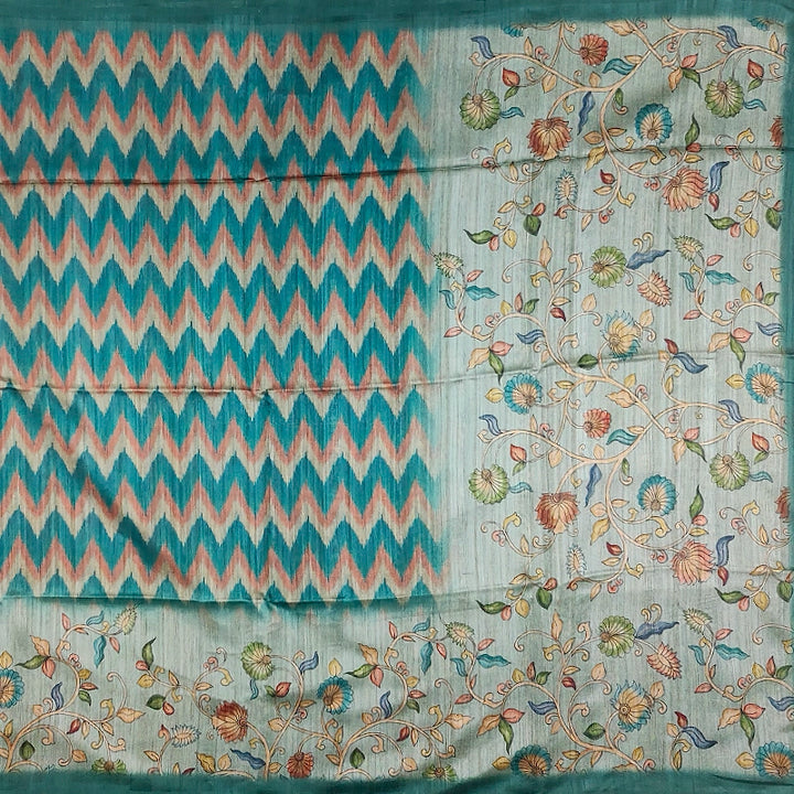 Hayagrivas Teal Fancy Cotton Saree KBE1877L7-2