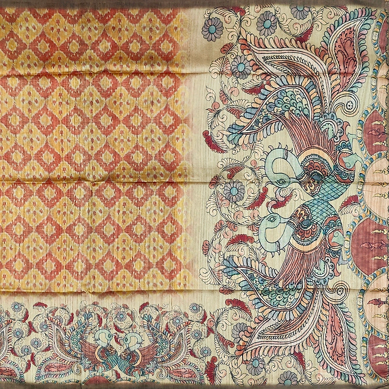 Hayagrivas Golden-Yellow Fancy Cotton Saree KBE1877L7-8