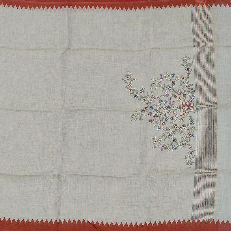 Hayagrivas Light Beige Fancy Cotton Saree KBE1877L8-3