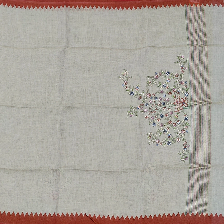 Hayagrivas Light Beige Fancy Cotton Saree KBE1877L8-3