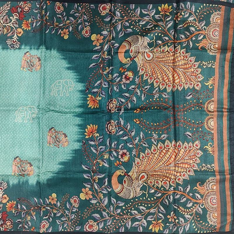 Hayagrivas Sea Green Fancy Cotton Saree KBE1878L2-4