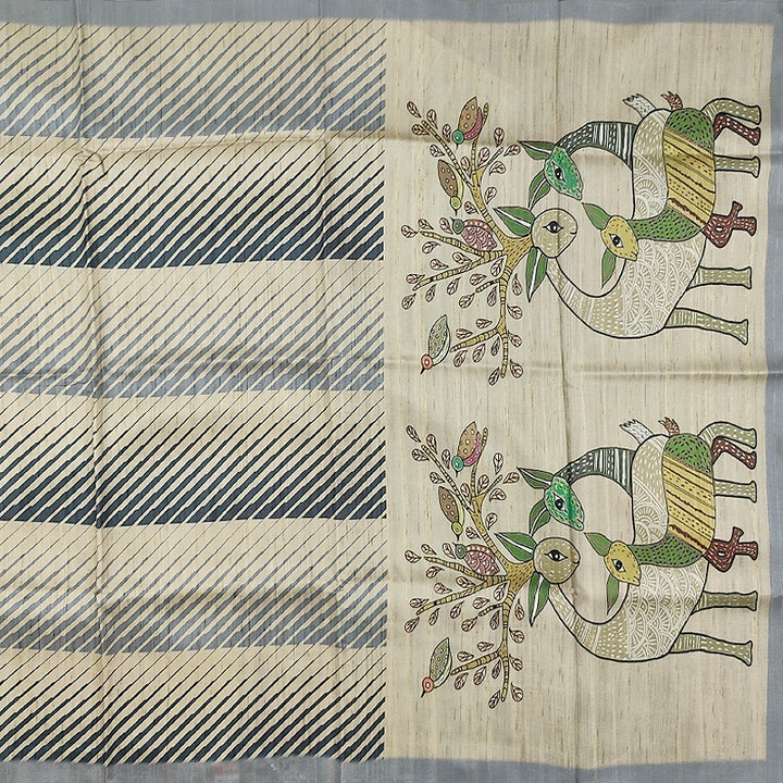 Hayagrivas Beige Fancy Cotton Saree KBE1878L3-1