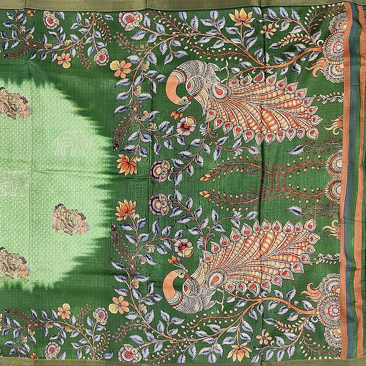 Hayagrivas Olive Green Fancy Cotton Saree KBE1878L4-3
