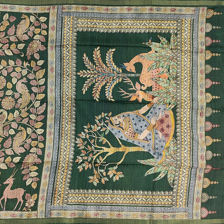 Hayagrivas Deep Green Fancy Cotton Saree KBE1917L1-14