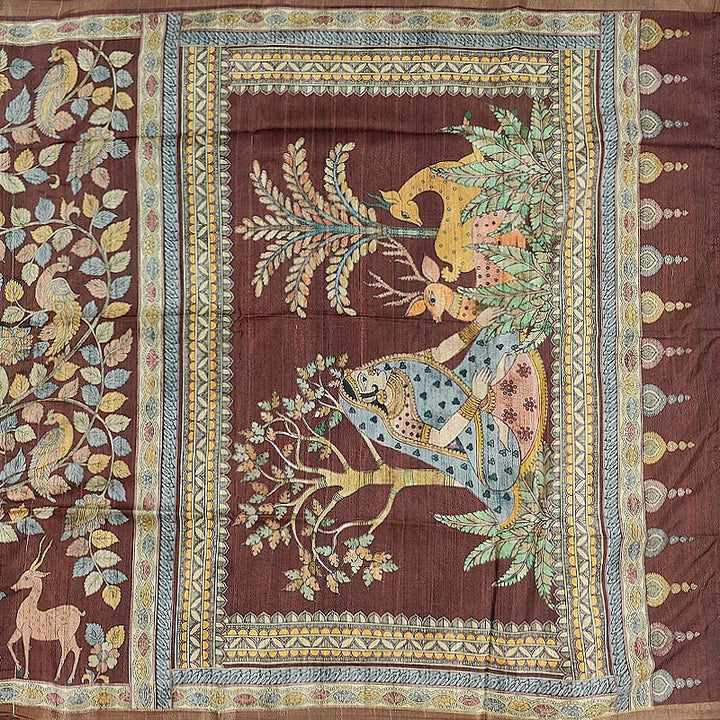 Hayagrivas Dark Rust-Brown Fancy Cotton Saree KBE1917L1-15