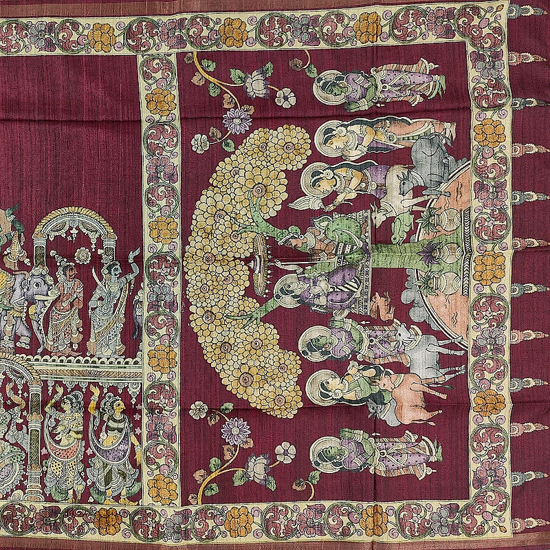 Hayagrivas Deep Wine-Maroon Fancy Cotton Saree KBE1917L1-24