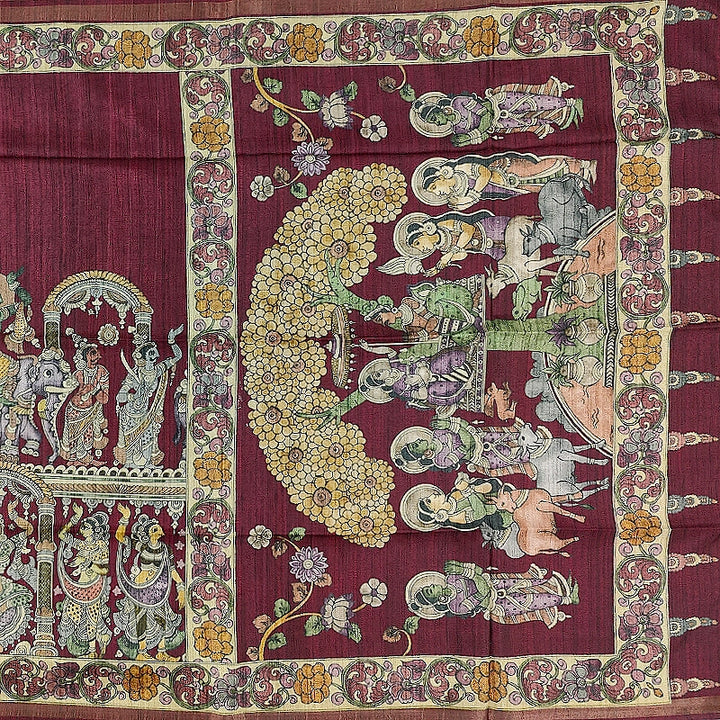 Hayagrivas Deep Wine-Maroon Fancy Cotton Saree KBE1917L1-24