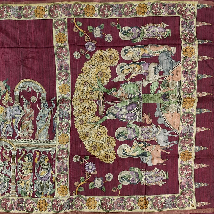 Hayagrivas Maroon Fancy Cotton Saree KBE1917L1-61