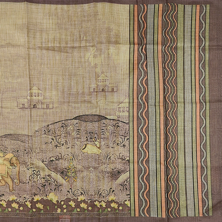 Hayagrivas Beige-Brown Fancy Cotton Saree KBE1918L2-26