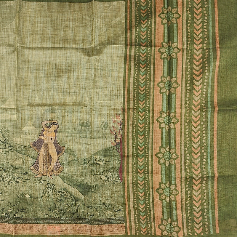 Hayagrivas Olive Green Fancy Cotton Saree KBE1918L2-7
