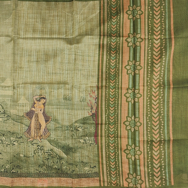 Hayagrivas Olive Green Fancy Cotton Saree KBE1918L2-7