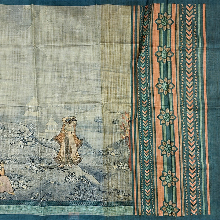 Hayagrivas Muted Sage-Green Fancy Cotton Saree KBE1918L2-9