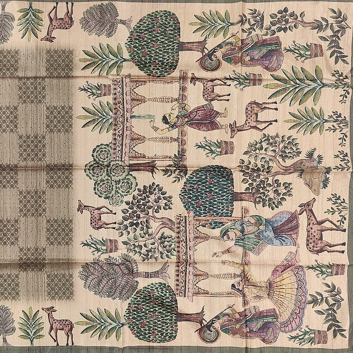 Hayagrivas Green &amp; Grey  Fancy Cotton Saree KBE1920L1-29